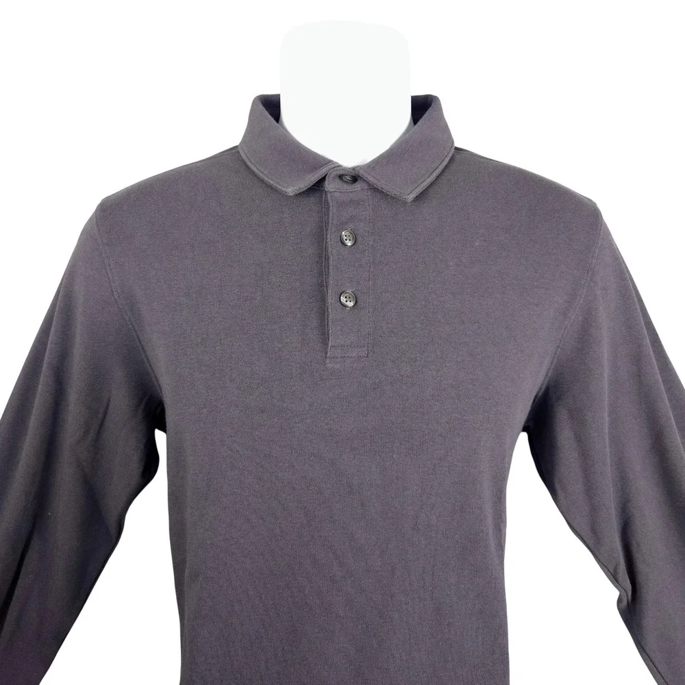 Vuori Mens Westport Long Sleeve Polo Shirt Gray Cotton Modal Stretch Size S V270